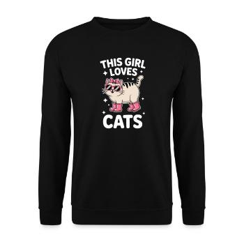 Katzen Spruch Lustiges Katzen Geschenk - Unisex Pullover - Schwarz - Vorne - Alina (178cm) & Michal (187cm)
