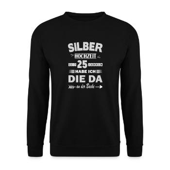 Silver Wedding 25th Wedding Anniversary Anniversary Wife - Unisex Sweatshirt - black - Front - Alina (178cm) & Michal (187cm)
