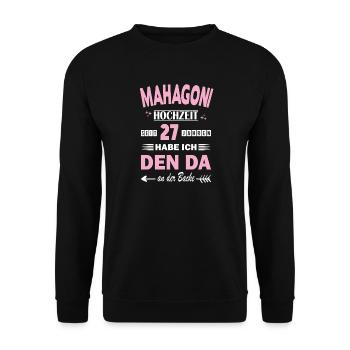 Mariage en acajou 27e anniversaire de mariage Épouse - Sweat-shirt Unisexe - noir - Devant - Alina (178cm) & Michal (187cm)