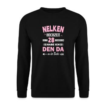 Mariage Œillet 28e anniversaire de mariage Épouse - Sweat-shirt Unisexe - noir - Devant - Alina (178cm) & Michal (187cm)