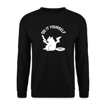 Rizinusbricolage, mach es selbst - Unisex Pullover - Schwarz - Vorne - Alina (178cm) & Michal (187cm)