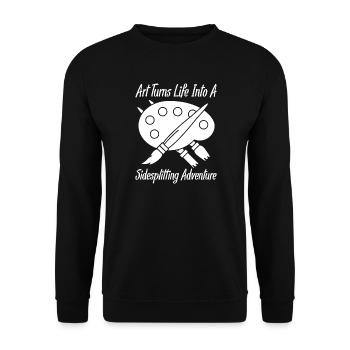 Peintre d’art drôle dessinant une aventure à la fête - Sweat-shirt Unisexe - noir - Devant - Alina (178cm) & Michal (187cm)