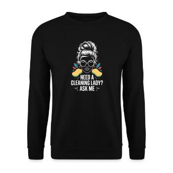 Reinigungskraft Spruch Lustiges Putzfrau Geschenk  - Unisex Pullover - Schwarz - Vorne - Alina (178cm) & Michal (187cm)