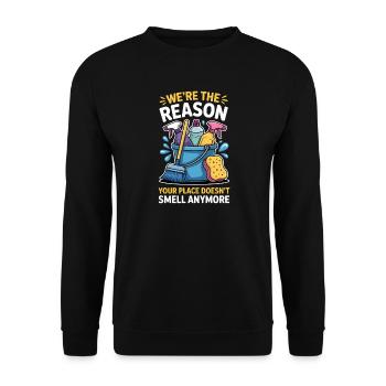 Reinigungskraft Spruch Lustiges Putzfrau Geschenk  - Unisex Pullover - Schwarz - Vorne - Alina (178cm) & Michal (187cm)
