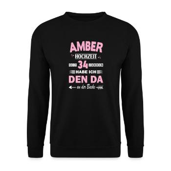 34 ans Anniversaire de couple Anniversaire de mariage - Sweat-shirt Unisexe - noir - Devant - Alina (178cm) & Michal (187cm)
