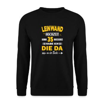 35 Jahre Beziehung Jahrestag Hochzeitstag - Unisex Pullover - Schwarz - Vorne - Alina (178cm) & Michal (187cm)