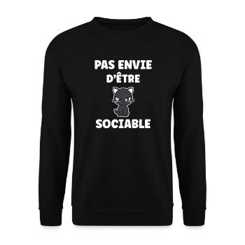 Pas envie d'être sociable - Chat grognon - Unisex Sweatshirt - black - Front - Alina (178cm) & Michal (187cm)