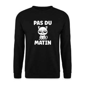 Morgen, grummelige Katze - Unisex Pullover - Schwarz - Vorne - Alina (178cm) & Michal (187cm)