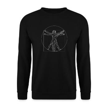 Hawaiian Ukulele Uke Vitruvian Man - Unisex Sweatshirt - black - Front - Alina (178cm) & Michal (187cm)