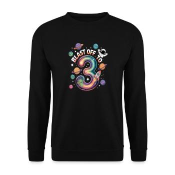 Departure into space 3rd birthday children's birthday party - Unisex Sweatshirt - black - Front - Alina (178cm) & Michal (187cm)