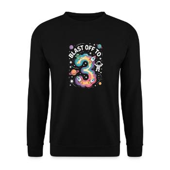 Departure into space 3rd birthday children's birthday party - Unisex Sweatshirt - black - Front - Alina (178cm) & Michal (187cm)