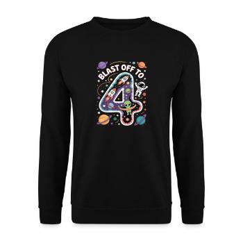 Départ dans l’espace, fête d’anniversaire des enfants pour 4 ans - Sweat-shirt Unisexe - noir - Devant - Alina (178cm) & Michal (187cm)