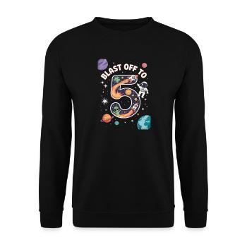Départ dans l’espace, fête d’anniversaire des enfants pour 5 ans - Sweat-shirt Unisexe - noir - Devant - Alina (178cm) & Michal (187cm)