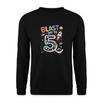 Départ dans l’espace, fête d’anniversaire des enfants pour 5 ans - Sweat-shirt Unisexe - noir - Devant - Alina (178cm) & Michal (187cm)