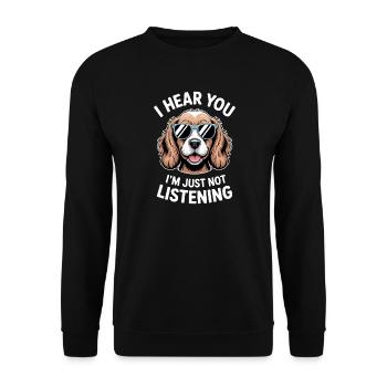 Cocker Spaniel Spruch Witz Cocker Spaniel Geschenk - Unisex Pullover - Schwarz - Vorne - Alina (178cm) & Michal (187cm)