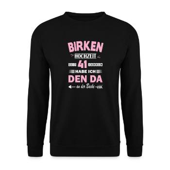 41 Jahre Beziehung Jahrestag Hochzeitstag - Unisex Pullover - Schwarz - Vorne - Alina (178cm) & Michal (187cm)