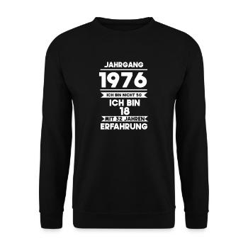 1976 Jahrgang  - Unisex Pullover - Schwarz - Vorne - Alina (178cm) & Michal (187cm)