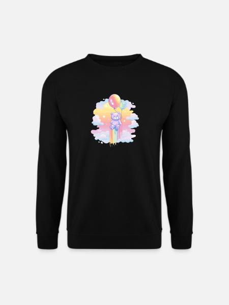 Pastel Bear Balloon Flight - Unisex Sweatshirt - black