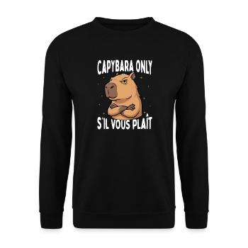 Lustiges Capybara Only S’il Vous Plaît Animal Meme - Unisex Pullover - Schwarz - Vorne - Alina (178cm) & Michal (187cm)