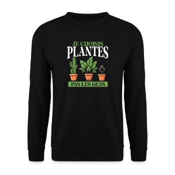 Je Choisis Plantes Pas Humains Lustiger - Sweat-shirt Unisexe - noir - Devant - Alina (178cm) & Michal (187cm)