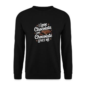 Schokolade - Unisex Pullover - Schwarz - Vorne - Alina (178cm) & Michal (187cm)