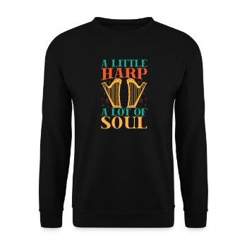Funny Harmonica Player Little Harp Lot Of Soul - Unisex Pullover - Schwarz - Vorne - Alina (178cm) & Michal (187cm)