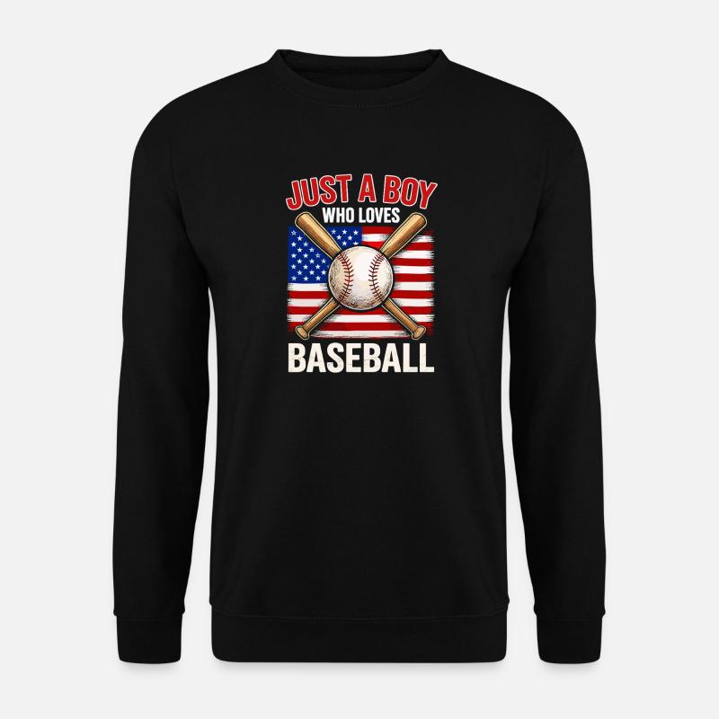 Boy loves baseball and flag - Unisex Sweatshirt - black
