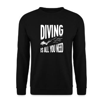 Tauchen ist alles, was du brauchst - Unisex Pullover - Schwarz - Vorne - Alina (178cm) & Michal (187cm)