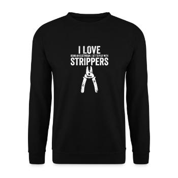 I Love Strippers Funny Electrician - Unisex Sweatshirt - black - Front - Alina (178cm) & Michal (187cm)
