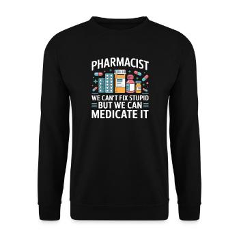 Pharmacist saying: Medicate It - Unisex Sweatshirt - black - Front - Alina (178cm) & Michal (187cm)