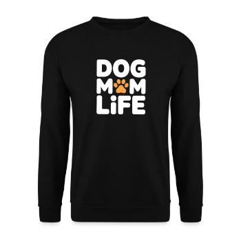 Dog Mom Life – Hundeliebe Spruch mit Pfote - Unisex Pullover - Schwarz - Vorne - Alina (178cm) & Michal (187cm)