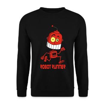 Roter Laufroboter - Unisex Pullover - Schwarz - Vorne - Alina (178cm) & Michal (187cm)