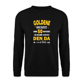 50 Jahre Beziehung Jahrestag Hochzeitstag Goldene  - Unisex Pullover - Schwarz - Vorne - Alina (178cm) & Michal (187cm)
