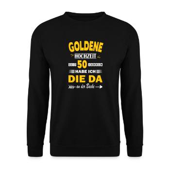 50 Jahre Beziehung Jahrestag Hochzeitstag Goldene - Unisex Pullover - Schwarz - Vorne - Alina (178cm) & Michal (187cm)