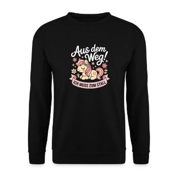 En s’écartant vers les chevaux des écuries - Sweat-shirt Unisexe - noir - Devant - Alina (178cm) & Michal (187cm)