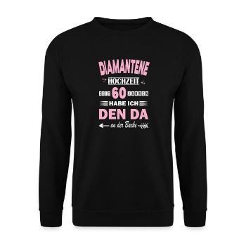 60 ans de relation Anniversaire de mariage - Sweat-shirt Unisexe - noir - Devant - Alina (178cm) & Michal (187cm)