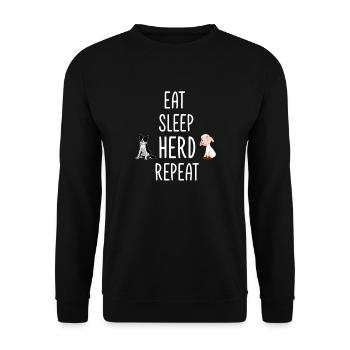 Mange, Dors, Troupeau, Répéte, moutons Border Collie - Sweat-shirt Unisexe - noir - Devant - Alina (178cm) & Michal (187cm)