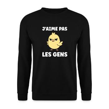 J'aime pas les gens - Sweat-shirt Unisexe - noir - Devant - Alina (178cm) & Michal (187cm)