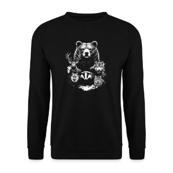 Waldfamilie in Schwarzweiß - Unisex Pullover - Schwarz - Vorne - Alina (178cm) & Michal (187cm)