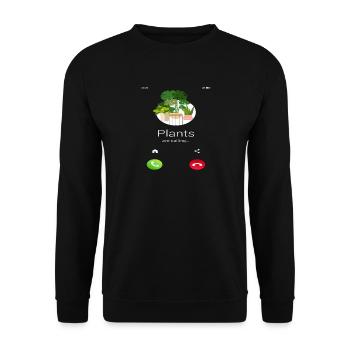 Plants Are Calling Plant Lover - Unisex Sweatshirt - black - Front - Alina (178cm) & Michal (187cm)
