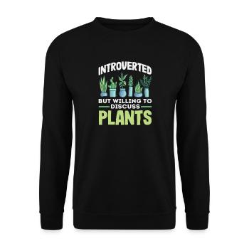 Introvert Discuss Plants - Unisex Sweatshirt - black - Front - Alina (178cm) & Michal (187cm)