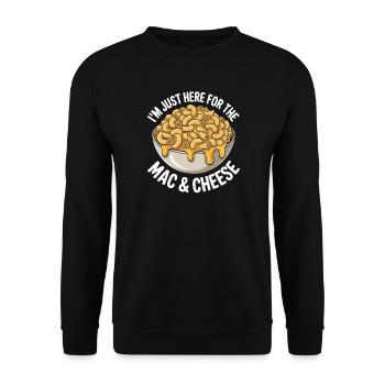 Mac & Cheese Fan - I'm Just Here - Unisex Sweatshirt - black - Front - Alina (178cm) & Michal (187cm)