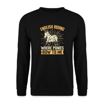 Hobby Horse Rider POny Bow To Me English Riding - Unisex Pullover - Schwarz - Vorne - Alina (178cm) & Michal (187cm)