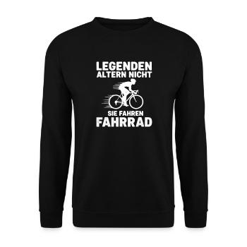 legenden altern nicht sie fahren fahrrad - Unisex Pullover - Schwarz - Vorne - Alina (178cm) & Michal (187cm)