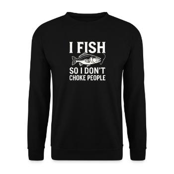 Je pêche pour ne pas étrangler les gens Pêcheur Spruch Angel - Sweat-shirt Unisexe - noir - Devant - Alina (178cm) & Michal (187cm)