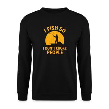 Je pêche pour ne pas étrangler les gens Pêcheur Spruch Angel - Sweat-shirt Unisexe - noir - Devant - Alina (178cm) & Michal (187cm)