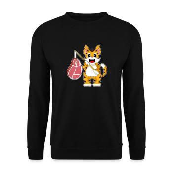 Tiger Angler Angelrute Angeln - Unisex Pullover - Schwarz - Vorne - Alina (178cm) & Michal (187cm)