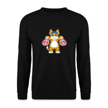 Tiger Bodybuilder Hanteln Bodybuilding - Unisex Pullover - Schwarz - Vorne - Alina (178cm) & Michal (187cm)