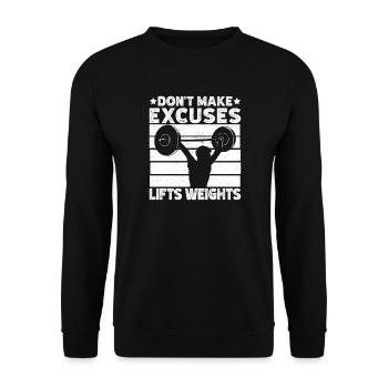 Powerlifting Bodybuilder Don ́t Make Excuses Gym - Unisex Sweatshirt - black - Front - Alina (178cm) & Michal (187cm)