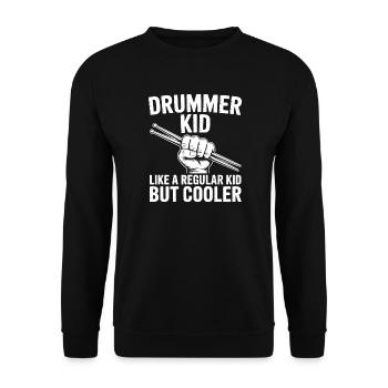 Drummer Spruch Lustiges Schlagzeuger Geschenk - Unisex Pullover - Schwarz - Vorne - Alina (178cm) & Michal (187cm)